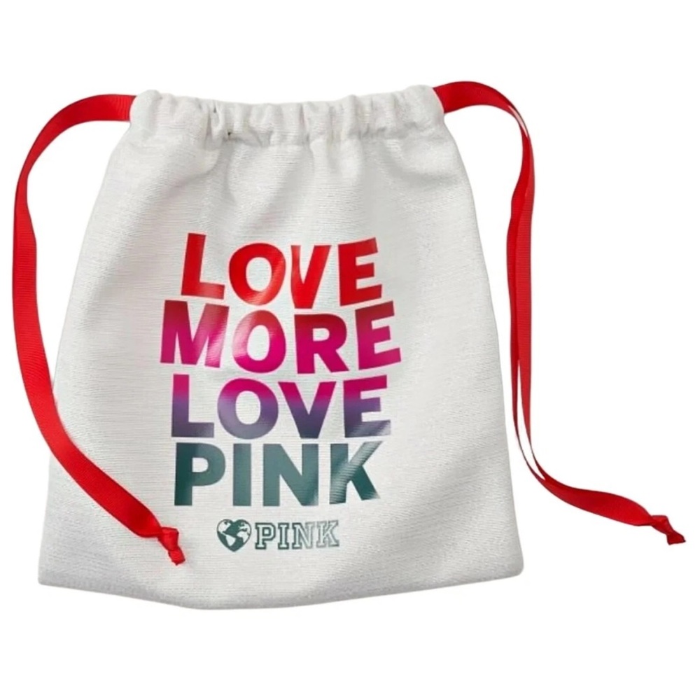 PINK Victoria's Secret White and Red Cosmetic Bag Love More - Picture 1 of 3
